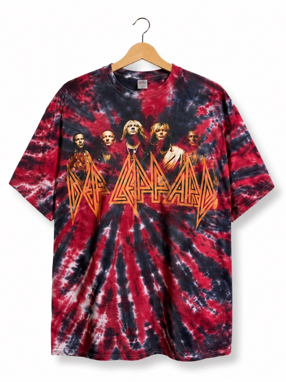 Def Leppard Unisex Tee Sz‎ Small Medium Red Blue Tie Dye Band Tee